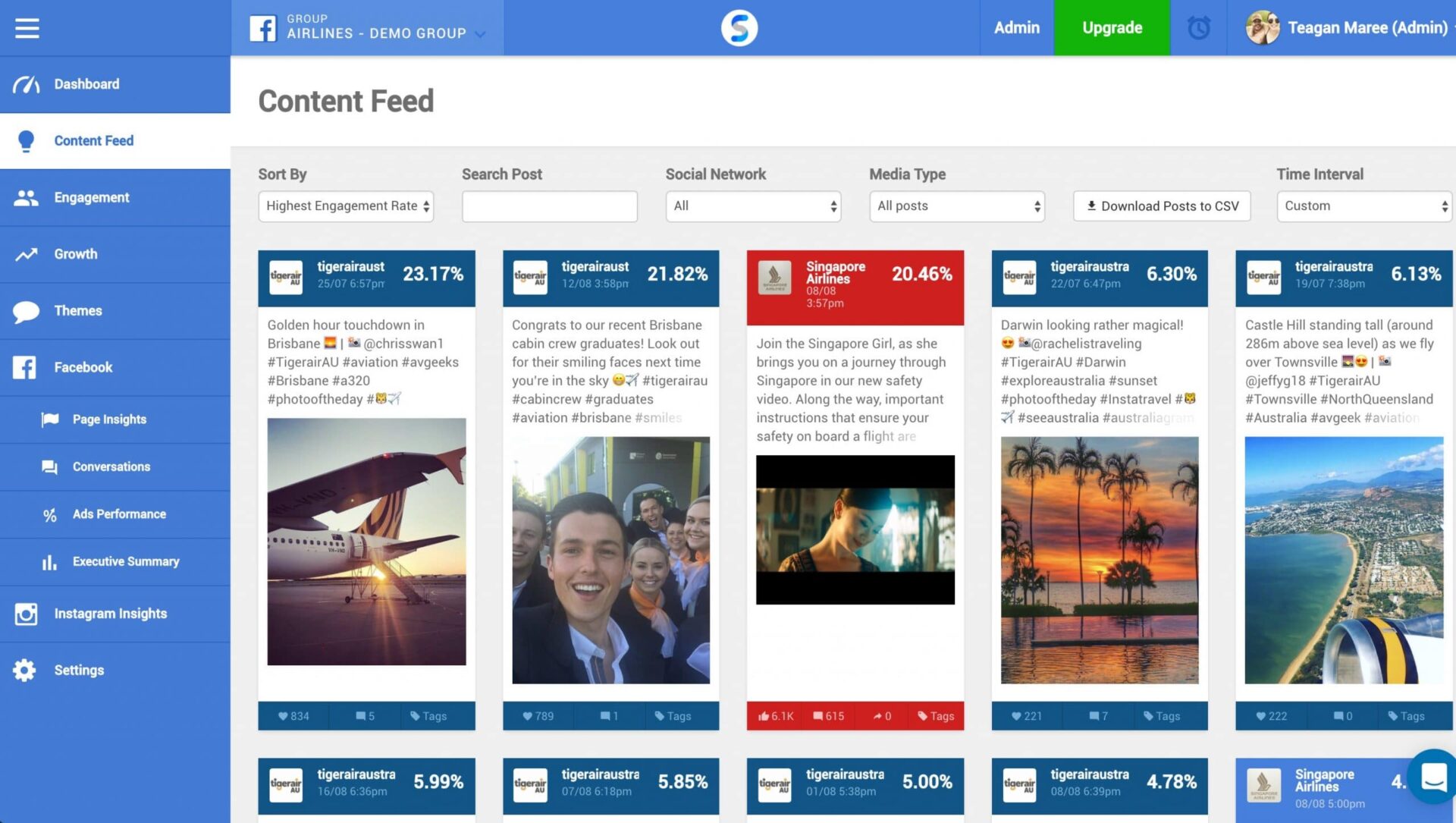 Social Status Multi-Channel Platform Content Feed