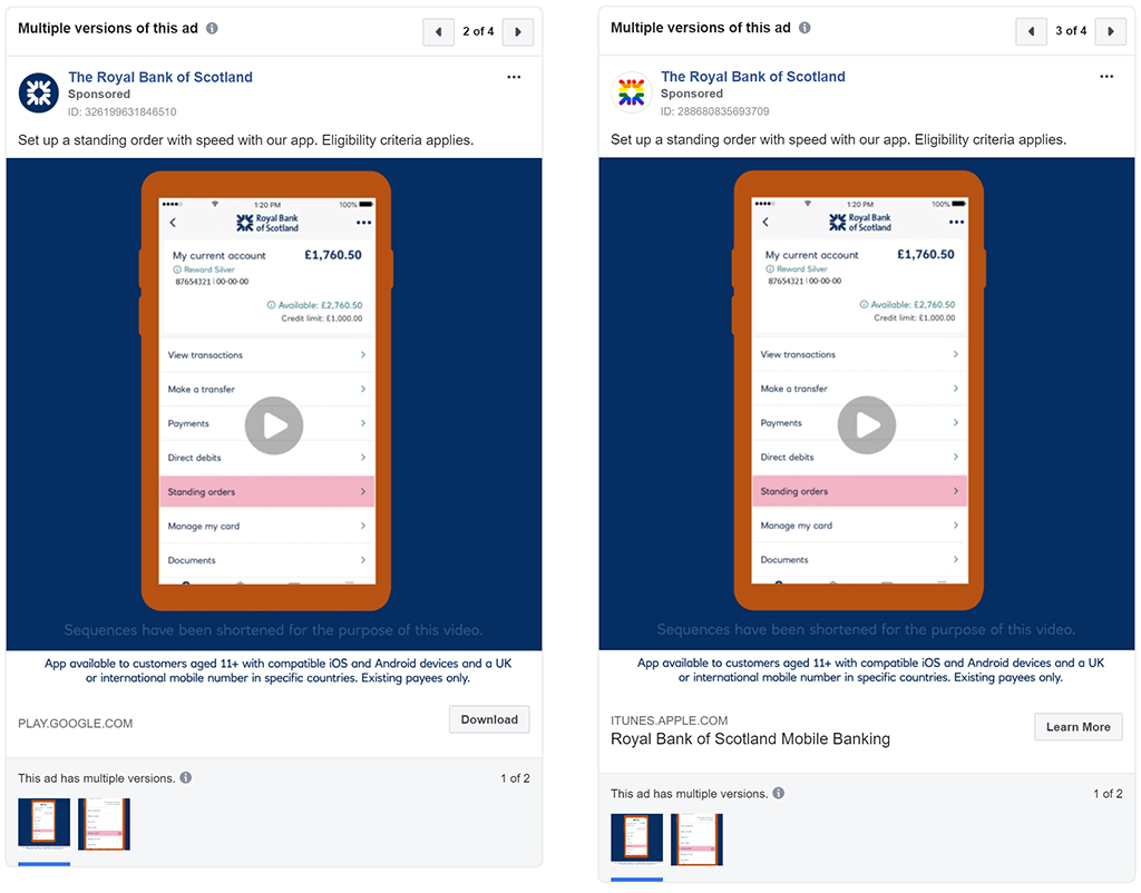 RBS Facebook ads